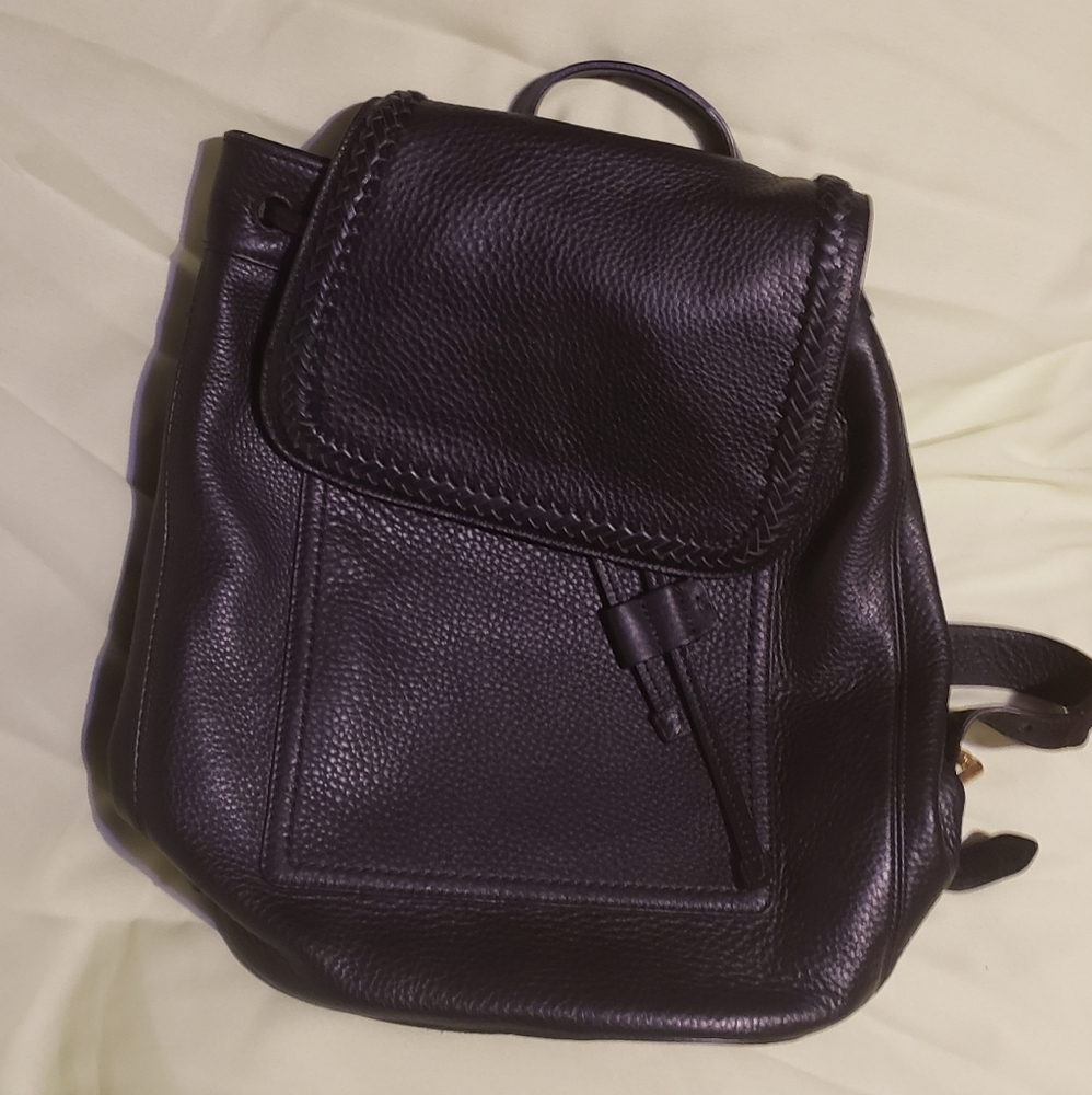 Cole Haan - Celia Woven-Trim Leather Backpack